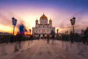 Frälsaren Kristus katedral vid skymningstid i Moskva, Ryssland.