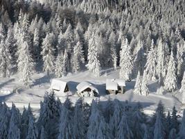 förtrollade landskap efter kraftigt snöfall foto