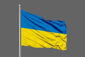 Ukraina viftande flagga illustration på grå bakgrund foto