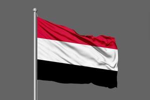 Jemen viftande flagga illustration på grå bakgrund foto