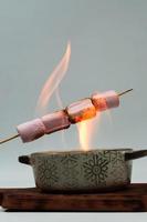 marshmallows spett sött i brand