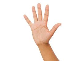 afro amerikansk hand utsträckt i hälsning isolerad på vit bakgrund foto