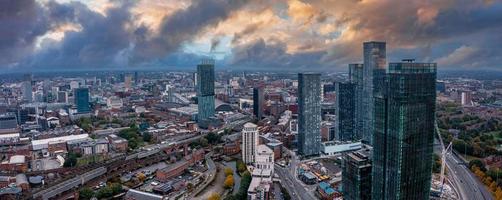 Flygfoto över manchester city i Storbritannien foto