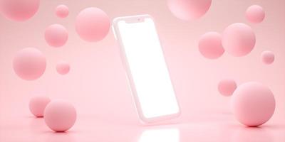 mobil 3d-rendering scen display bakgrund mockup rosa foto