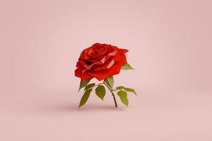minimalistisk lowpoly ros på röd bakgrund foto