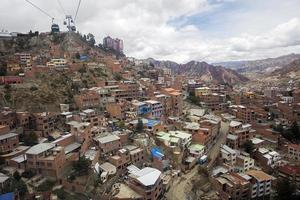 la paz, bolivia, 10 januari 2018 - flygfoto på la paz, bolivia. det är huvudstad och tredje största bolivianska stad foto