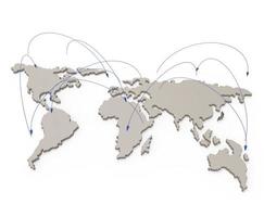 socialt nätverk mänsklig 3d på världskartan som koncept foto