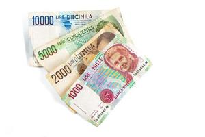 sedlar från Italien. italienska lira 10000, 5000, 2000, 1000. foto