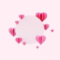 glad alla hjärtans dag. rosa bakgrund med realistiska hjärtan. foto