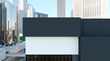 3D-renderad företagslogotyp mockup tecken fasadbyggnad foto