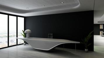 3D-rendering modernt trä mottagningsrum eller reception mockup foto