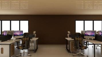 3D-rendering realistisk kontorsarbetsyta modern minimalistisk mockup foto