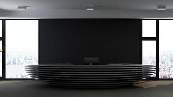 3D-rendering futuristisk mottagning rum eller reception mockup foto