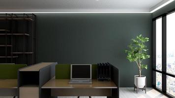 3D-rendering realistisk kontorsarbetsyta modern minimalistisk mockup foto
