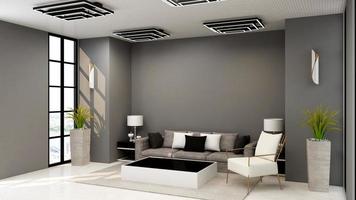 3D-rendering executive office lounge vägg mockup design foto