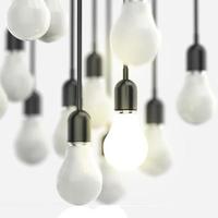 kreativ idé och ledarskapskoncept med växande 3d-glödlampa foto