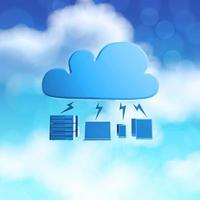 3D cloud computing diagram ikon på blå himmel bakgrund som koncept foto