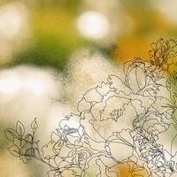 handritade abstrakta blommor på suddig blomma bakgrund foto