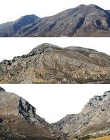 samling av berg isolat på vit bakgrund. foto