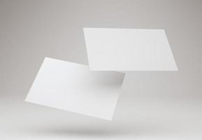 3d illustration. mockup av två tomma vita visitkort. visitkort formgivningsmall. foto