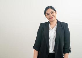 asiatisk affärskvinna med vit bakgrund foto