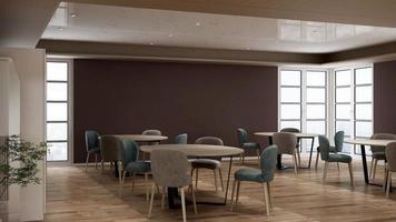 3D-rendering lyxig restauranginteriör för väggmockup foto
