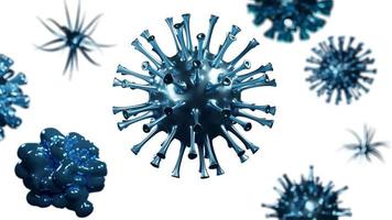 coronavirusutbrott, mikroskopisk bild av influensavirusceller. 3d illustration foto
