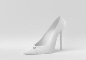 vit sko i vit bakgrund. minimal konceptidé kreativ. 3d rendering. foto