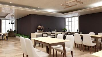 modernt kafé i 3d-rendering av inredningsmocka - caféidéer foto
