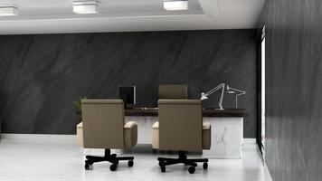 3D-rendering modern kontorsdesign - mockup för inre vägg för chefsrum foto