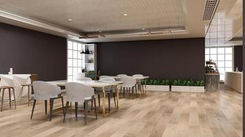 modernt kafé med barkoncept i 3d-rendering - inredningsmocka foto