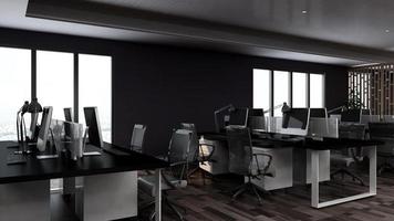 modern kontorsarbetsplatsinredning i 3d-rendering foto