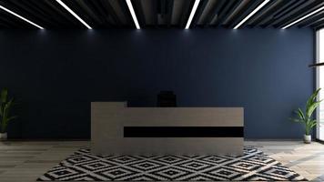 exklusivt modernt kontorsmottagningsrum i 3d-rendering mockup foto