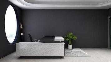 exklusivt modernt kontorsmottagningsrum i 3d-rendering mockup foto