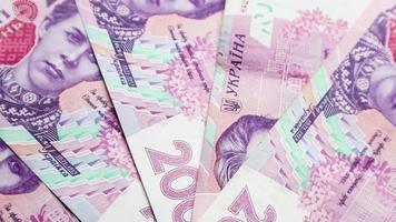 sedlar på 200 hryvnia. Ukrainas nationella valuta. kontanter papper pengar närbild bakgrund. foto