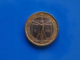 1 euromynt, Europeiska unionen, Italien över blått foto