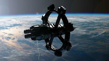 rymdstation som kretsar runt jorden. delar av denna bild från nasa foto