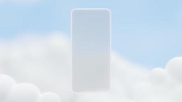 transparent smartphone skärm grov textur på blå himmel bakgrund. att sätta din banner och logotyp eller meddelande. minimalt koncept, 3d-rendering. foto