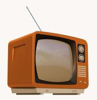 TV gamla vintage analog vy isolerade vit bakgrund antenn illustration 3-D-bild foto