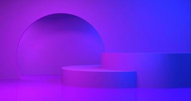 3D-podium för produktvisning med lila färgbakgrund foto