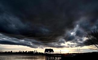 vancouvers skyline kanada solnedgång foto