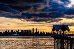 vancouvers skyline kanada solnedgång foto