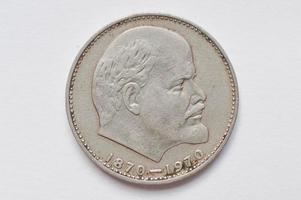 jubileumsmynt 1 rubel ussr från 1970, visar 100 år sedan lenins födelse foto