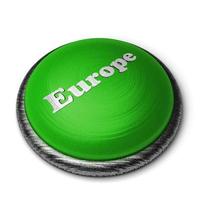 Europa ord på grön knapp isolerad på vitt foto