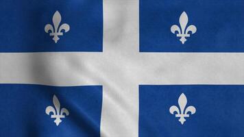 quebec-provinsens flagga video vajande i vinden. 3d illustration foto