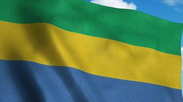 gabon flagga vajar i vinden. Gabons nationella flagga. 3d-rendering foto