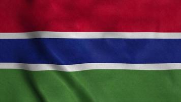 Gambia viftande flagga med tyg textur. 3d-rendering foto