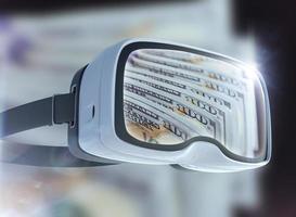 virtuell verklighetsglasögon, affärer, teknik, internet och nätverkskoncept foto
