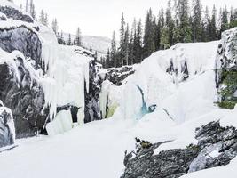 det vackraste frusna vattenfallet rjukandefossen vinterlandskap, hemsedal, norge. foto