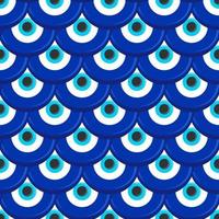 onda ögat sömlösa mönster. symbol för skydd i Turkiet och Grekland. bakgrund med blå nazar talismaner. vektor amulett